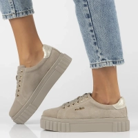 Skórzane półbuty na platformie Filippo DP6110/24 BE szare