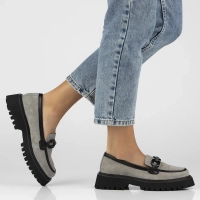 Skórzane półbuty na platformie Filippo DP6486/24 GR szare