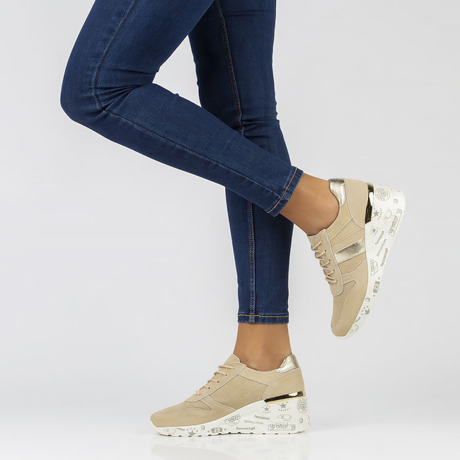 Skórzane Sneakersy Filippo DP3550/22 BE beżowe