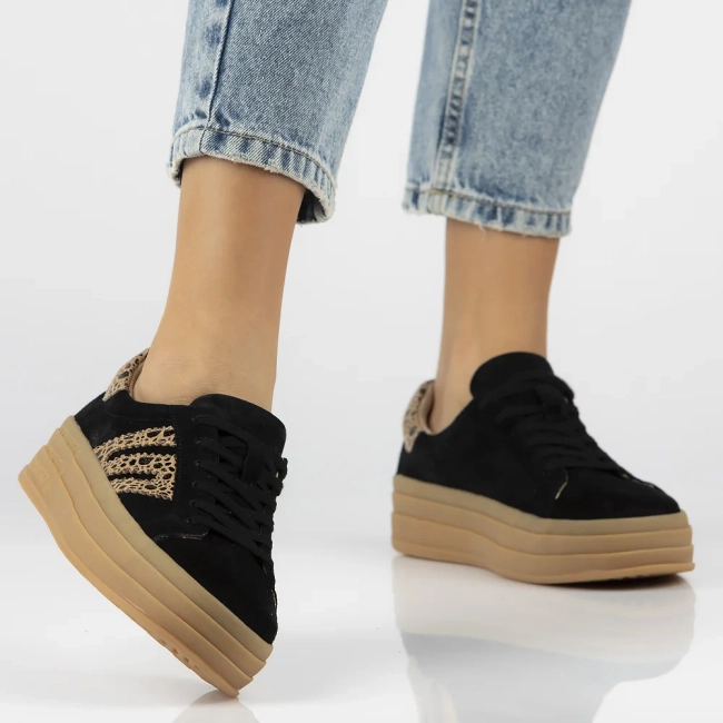 Skórzane sneakersy Filippo DP6744/25 BK LEO czarne