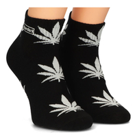 Skarpety męskie czarne - białe liście