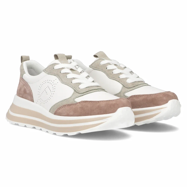 Leather sneakers Filippo DP6787/25 WH BE white beige