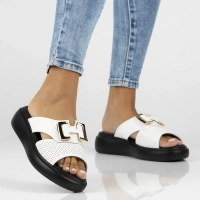 Leather flip-flops Filippo DK7025/25 WH white