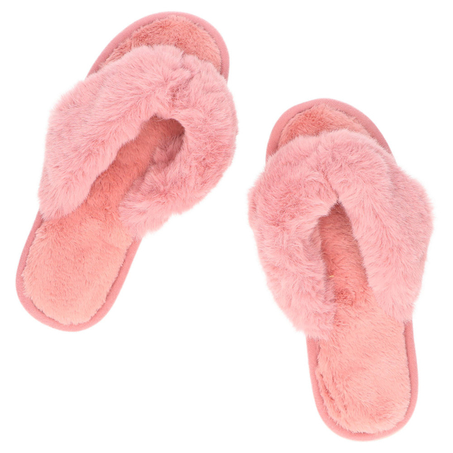 Slippers fur flip-flops pink