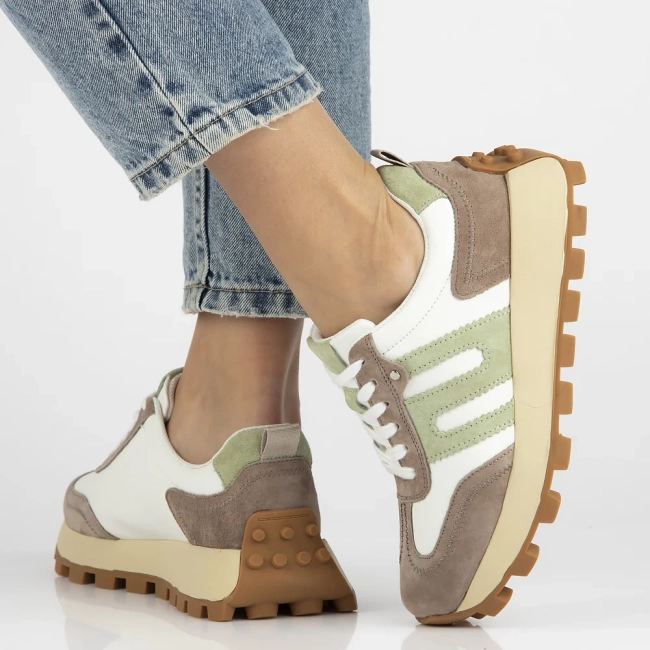 Skórzane sneakersy Filippo DP6743/25 WH BE biało beżowe