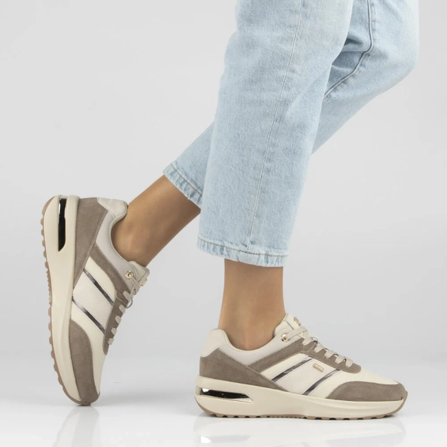 Skórzane sneakersy Filippo DP7772/26 BE BR beżowe