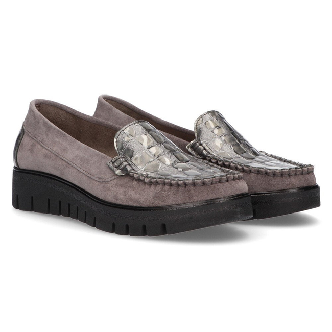 Leather loafers Filippo 10118 gray