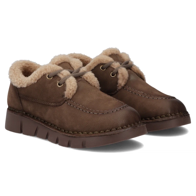 Skórzane półbuty Filippo DP8181/26 KH khaki