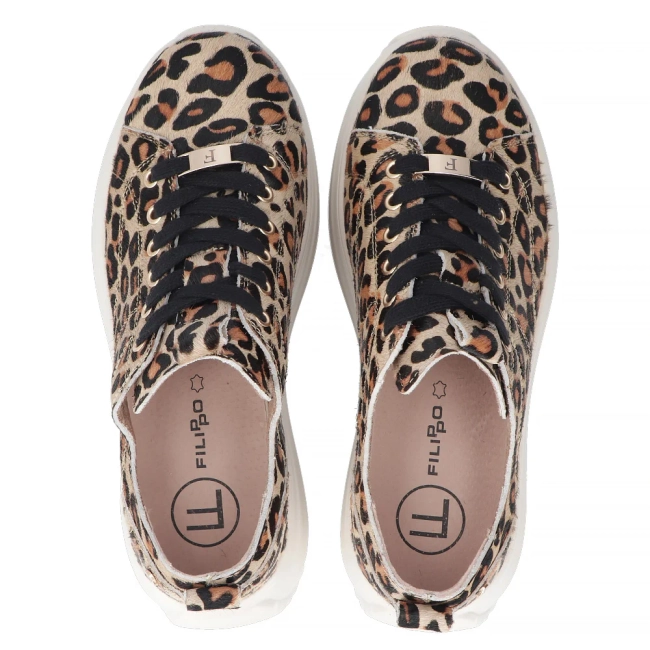 Skórzane sneakersy Filippo DP6795/25 LEO panterka