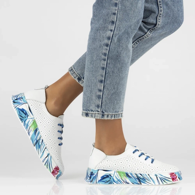 Leather shoes Filippo DP6698/25 WH BL white