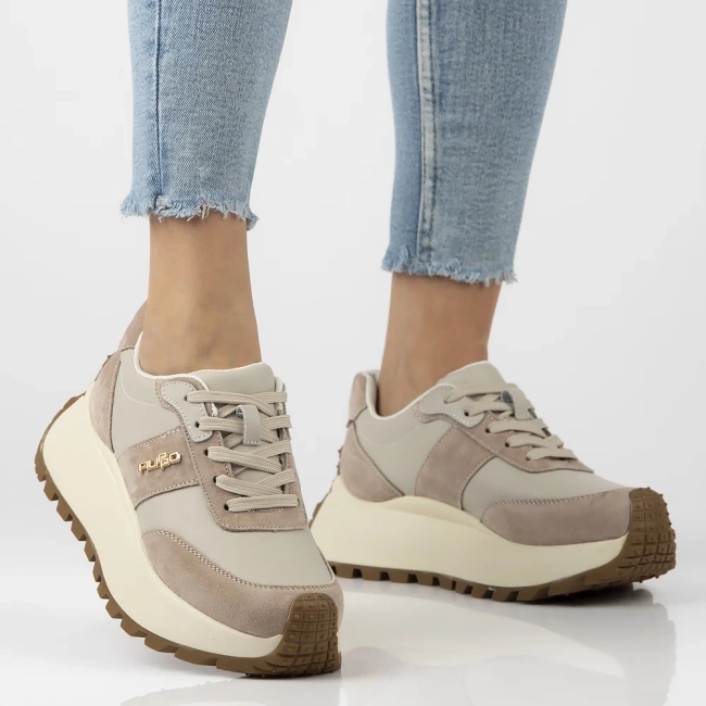 Skórzane sneakersy Filippo DP6785/25 BE beżowe