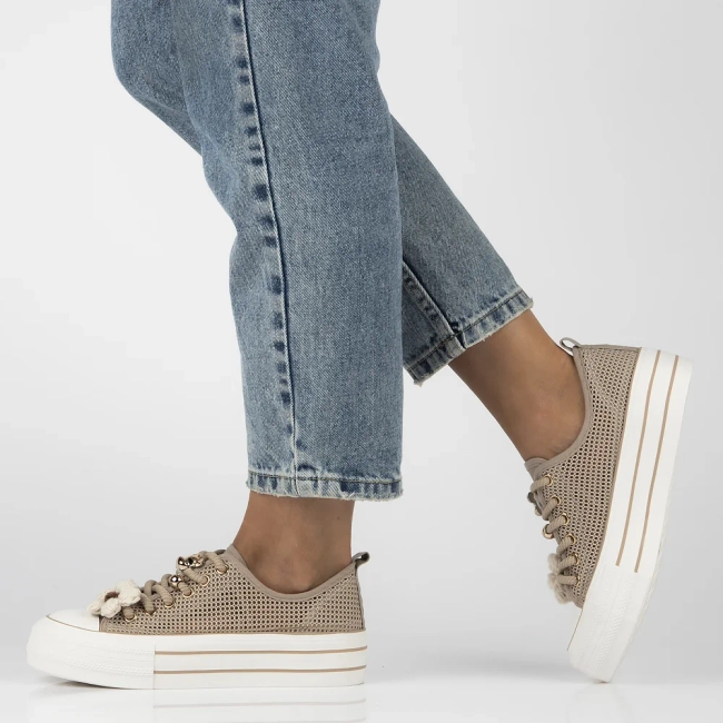 Sneakers beige up bold QY880-63 brown