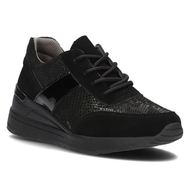 Skórzane Sneakersy na koturnie Filippo DP1527/21 BK czarne