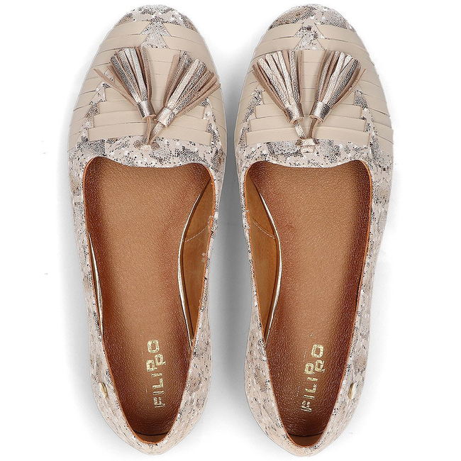 Leather ballerinas Filippo 04016 beige gold