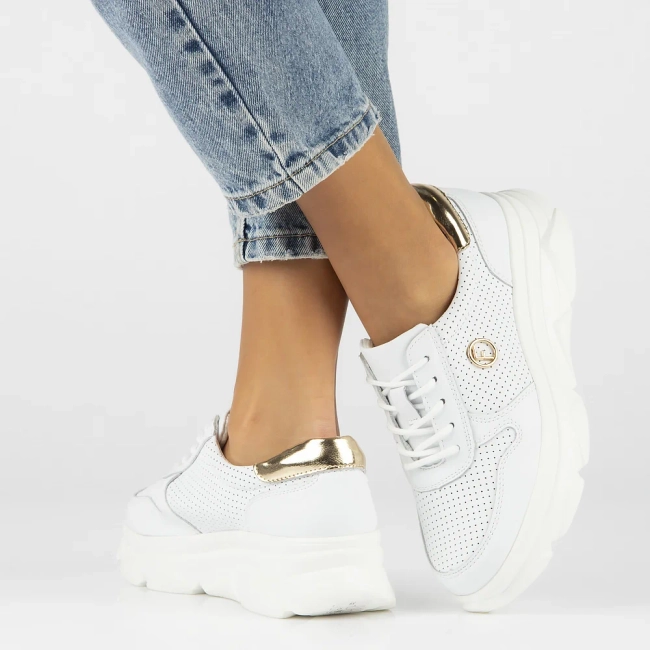 Skórzane Sneakersy Filippo DP2138/24 WH białe