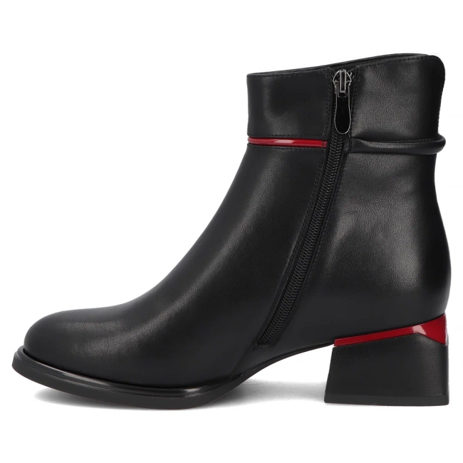 Skórzane botki na obcasie Filippo DBT8124/26 BK RD czarne
