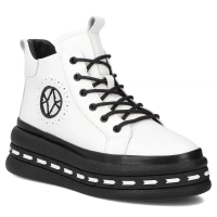 Skórzane botki na platformie Filippo DBT7120/25 WH białe