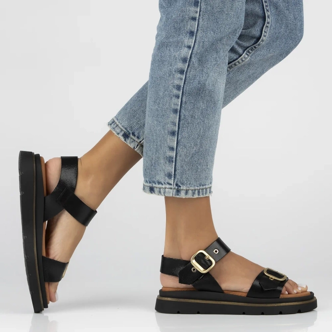 Leather sandals YAMBRE-251 SAMOA NEGRO black