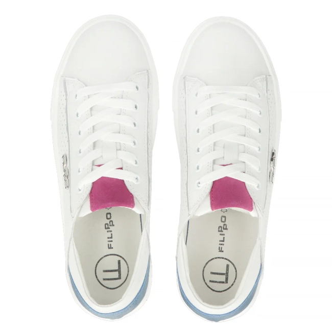 Skórzane półbuty na platformie Filippo DP6031/24 WH białe