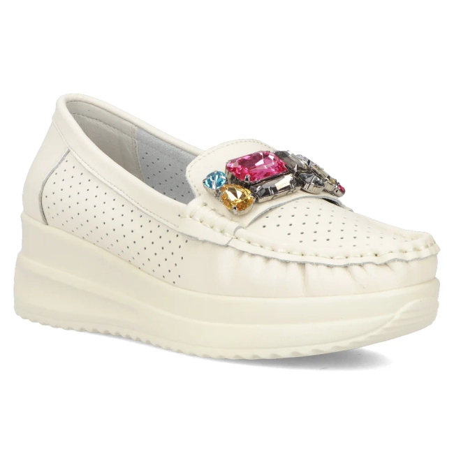 Skórzane mokasyny Filippo DP6084/24 BE beżowe