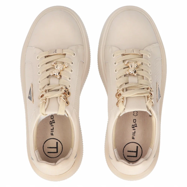 Skórzane sneakersy Filippo DP6382/24 BE beżowe