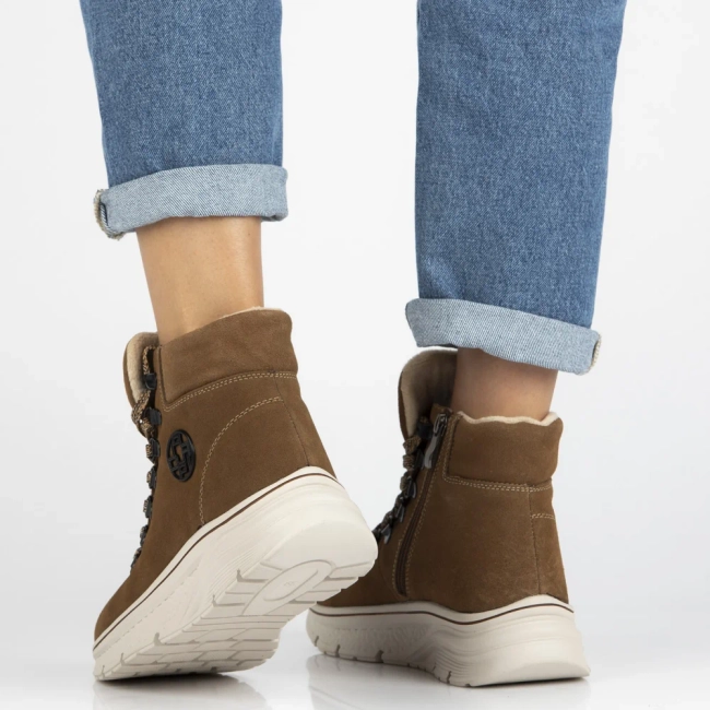 Skórzane botki na platformie Filippo DBT7290/25 BR brązowe