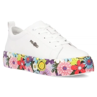 Skórzane sneakersy Filippo DP6048/25 WH FL białe kwiaty