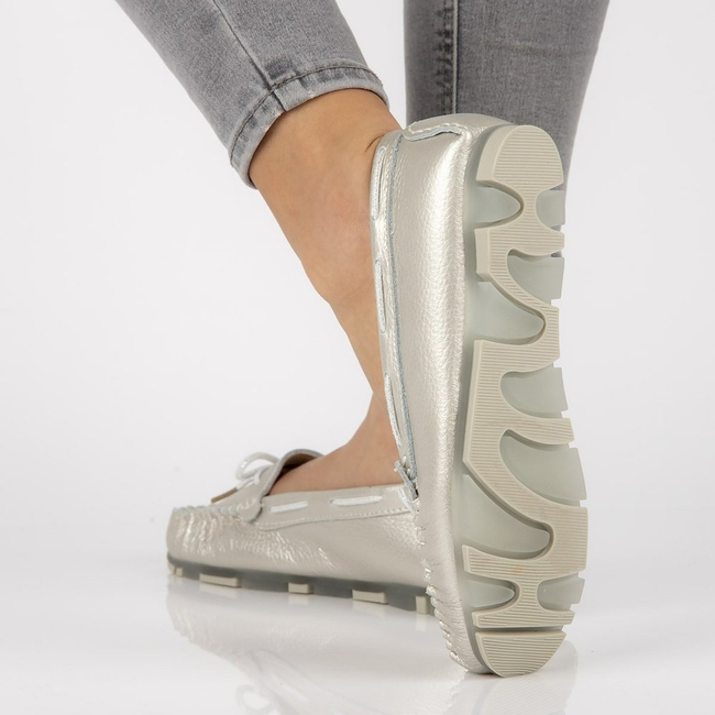 Skórzane mokasyny Filippo DP1203/20 SI srebrne