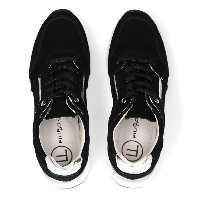 Skórzane sneakersy Filippo DP2003/21 BK czarne