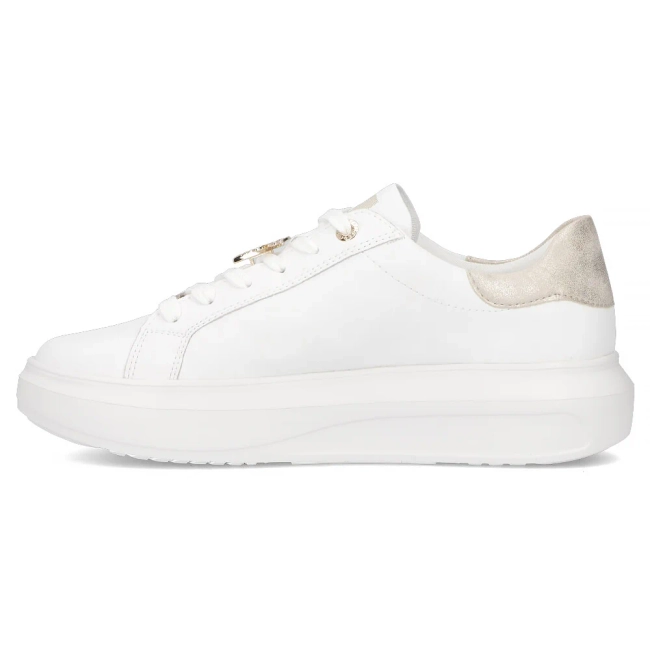 Skórzane sneakersy Rieker W1202-82 białe