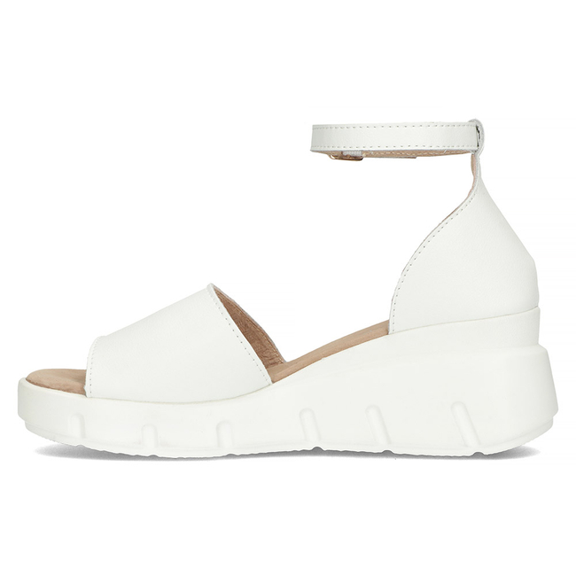 Skórzane sandały na koturnie Filippo DS4456/23 WH białe