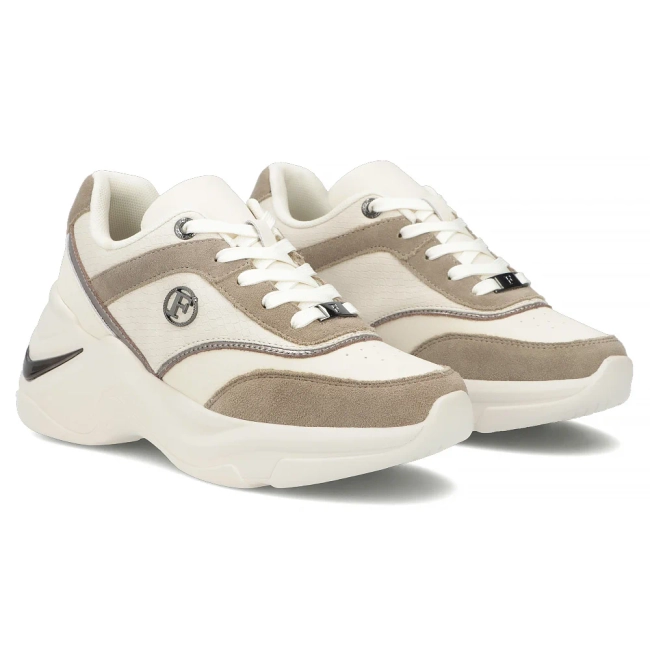 Skórzane sneakersy Filippo DP7766/26 WH BE biało-beżowe