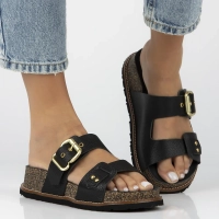 Leather flip-flops Yokono OCA-252 OPAK NEGRO black