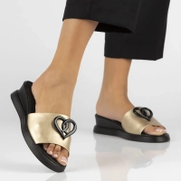 Skórzane klapki Filippo DK6068/24 GO złote