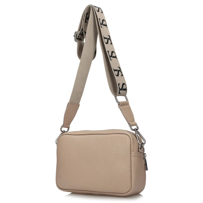 Beige leather handbag Toscanio F152