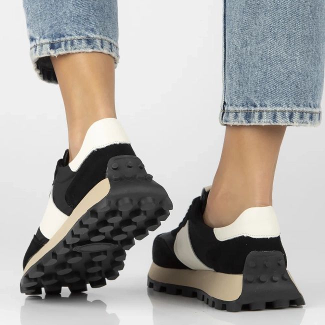 Skórzane sneakersy Filippo DP6498/24 BK WH czarne