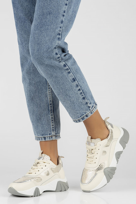 Skórzane sneakersy Filippo DP4516/23 BE beżowe