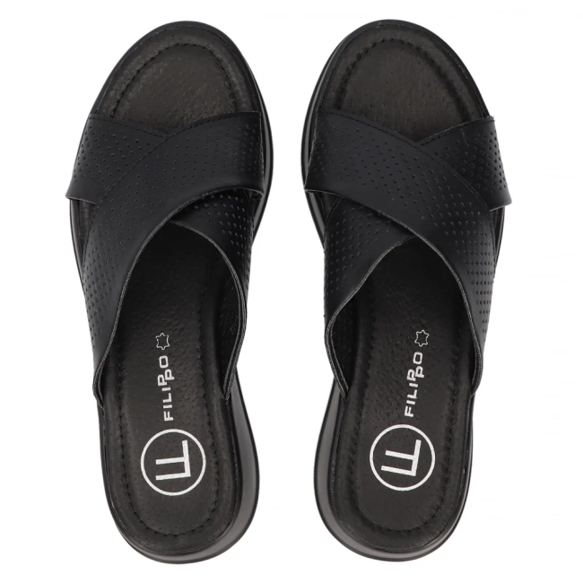 Leather flip-flops Filippo DK6066/24 BK black
