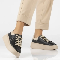 Skórzane sneakersy Filippo DP6058/24 BK BE czarno-beżowe