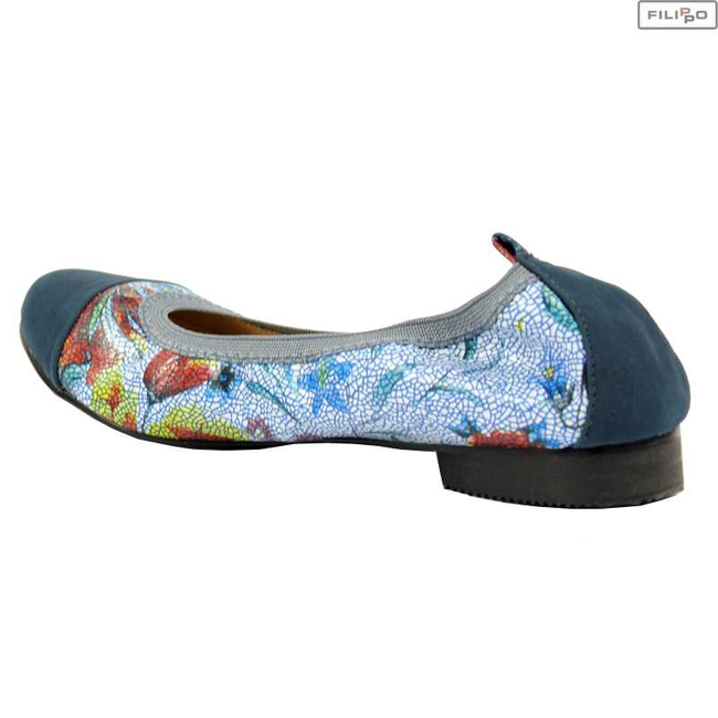 Ballerinas FILIPPO dp18/16 navy blue flowers 9028693