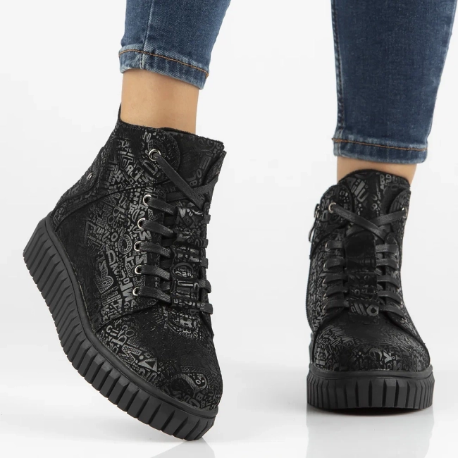 Leather ankle boots DBT6368/24 BK PT black