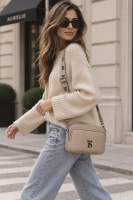 Beige leather handbag Toscanio F152