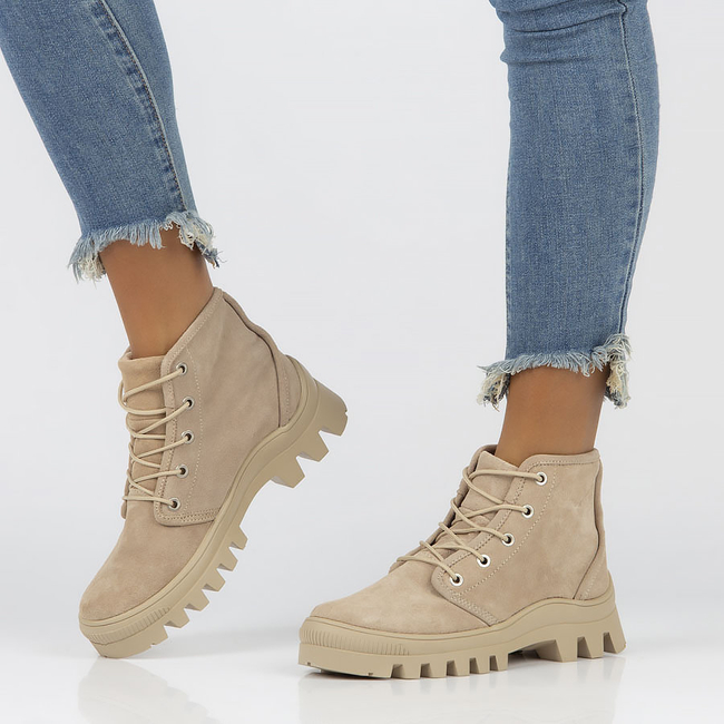 Leather boots Filippo DBT3523/22 BE beżowe