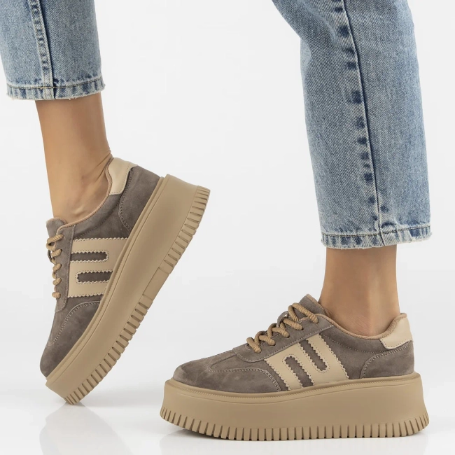 Skórzane sneakersy Filippo DP7111/26 TP taupe