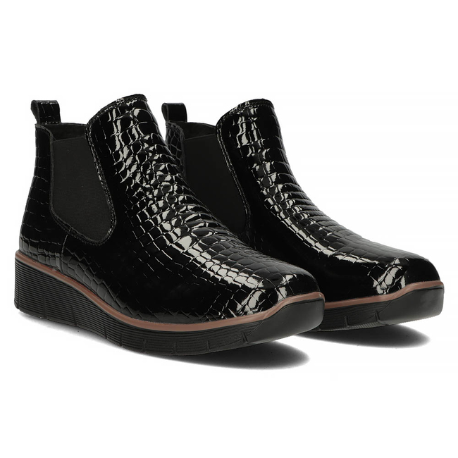 Skórzane botki na koturnie Filippo DBT3030/22 BK czarne