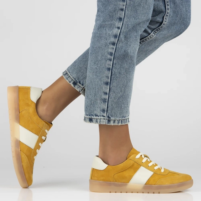 Skórzane sneakersy Filippo DP6770/25 YL żółte