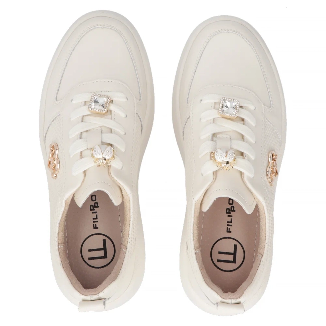 Skórzane sneakersy Filippo DP6784/25 BE beżowe