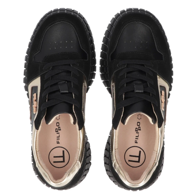 Leather sneakers Filippo DP6780/25 BK GO black