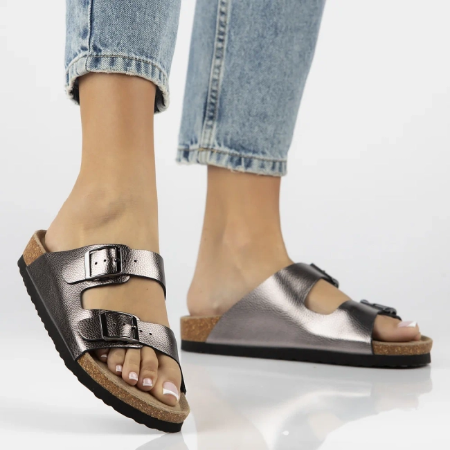 Leather flip-flops Filippo DK7062/25 GN gun metal