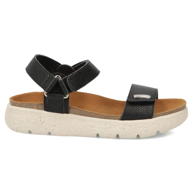 Skórzane sandały na platformie Filippo DS7926/26 BK czarne